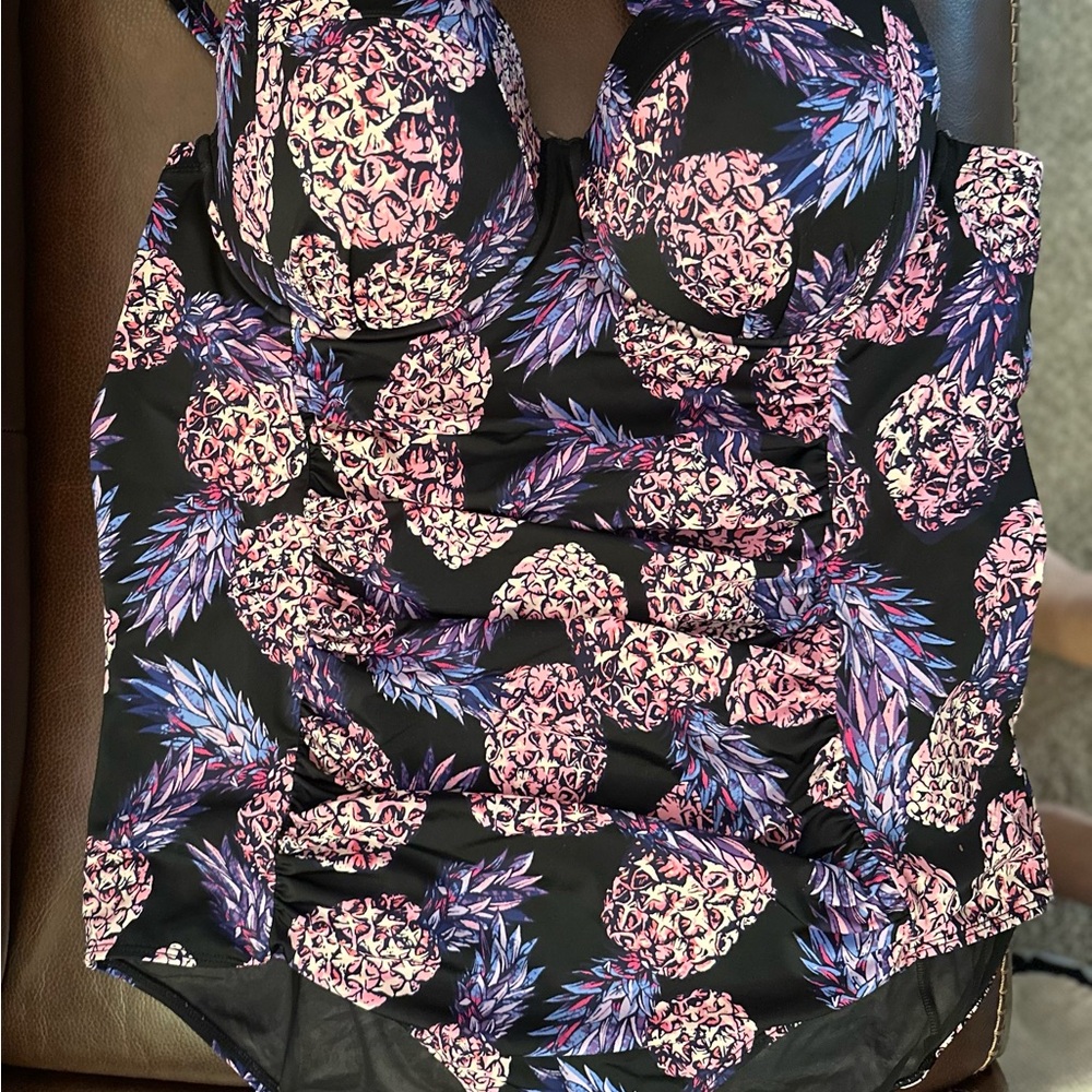 Torrid Black and Pink Pineapple One Piece Swimsuit
